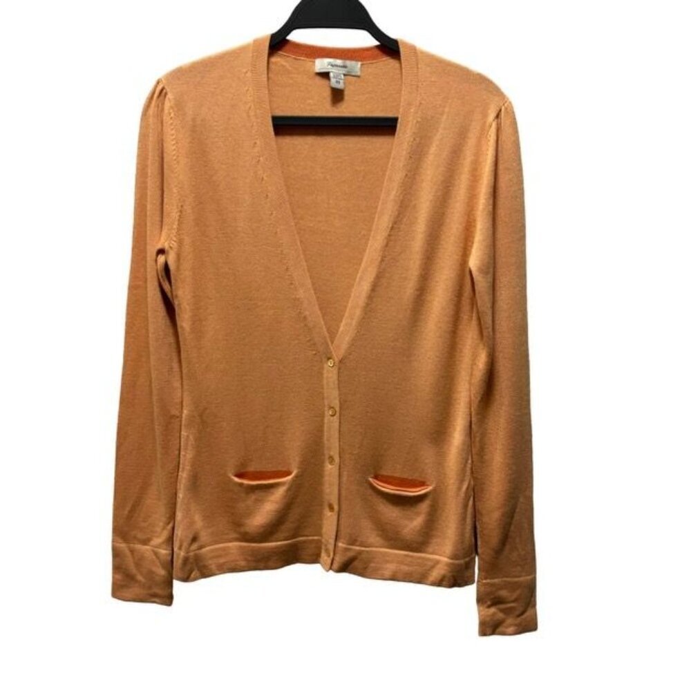 Faconnable Womens  Long Sleeves Cashmere Silk Cardigan Sweater Orange Size XS